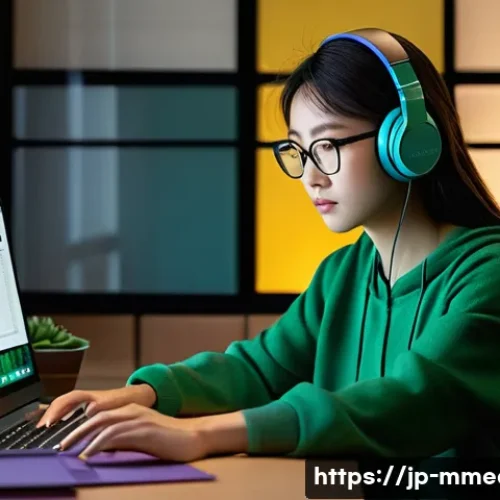 멀티미디어 실무 역량 강화 방법 - A modern creative workspace featuring a young Japanese woman mastering video editing software on a s...