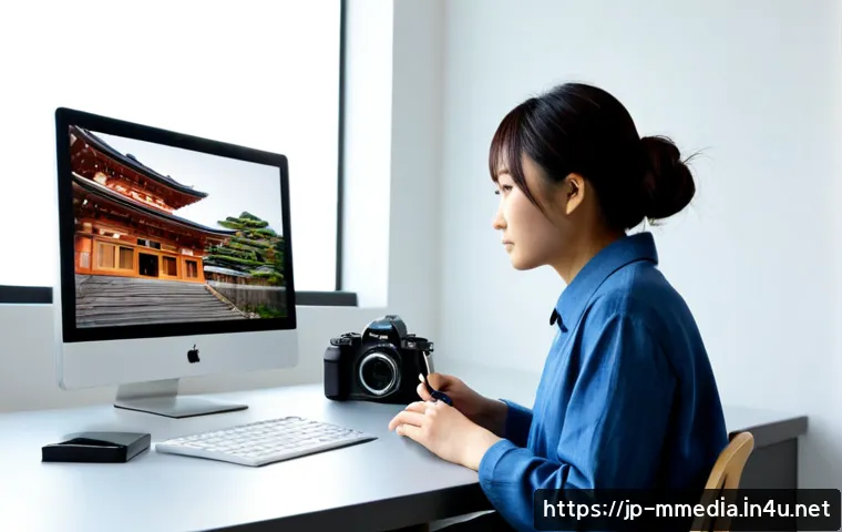 멀티미디어 제작과 3D 기술 활용 사례 - Photorealistic multimedia production studio, a focused Japanese creative professional wearing casual...
